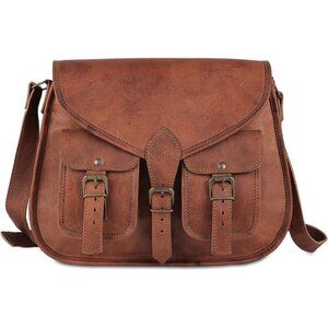 Women Brown Crossbody Satchel Ladies Tote Travel Genuine Leather Shoulder Bag